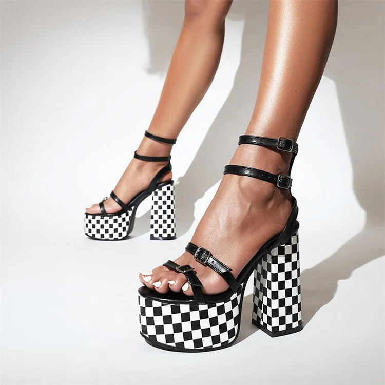 Sandals Aruba All Inclusive Women's Square Toe Double Ankle Strap Thick Sole Block Heel Platform Sandals