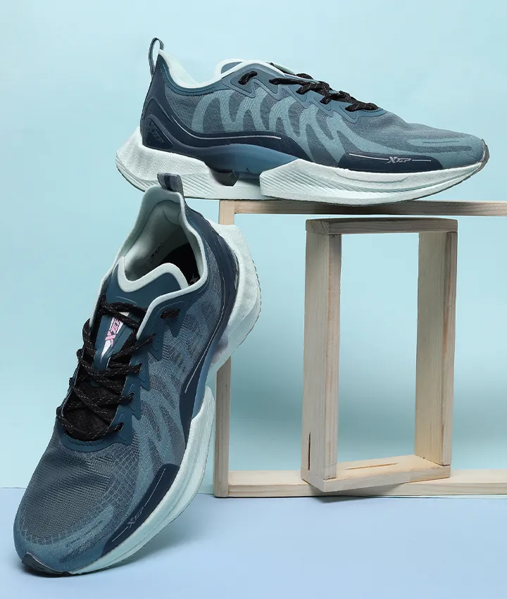 XTEP Lightweight Offroad Runing Shoes for Men- Lace up Style- Ultra Soft Rebounding Formulation Outsole- Nylon Mesh Textile Upper- Rebounding CPU TPU Insole Cushioning Shoes For Running