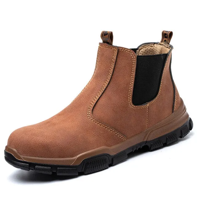 Best Work Boots For The Railroad Yeknu Leather Work & Safety Boots Men Chelsea Boots Indestructible Male Work Shoes Men Winter Boots Safety Shoes Men Steel Toe Shoes