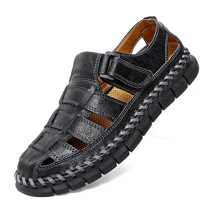 Yeknu summer men sandals genuine leather men cowhide gladiator Roman men's beach sandals outdoor soft wading shoes men sandals Chypre Sandals