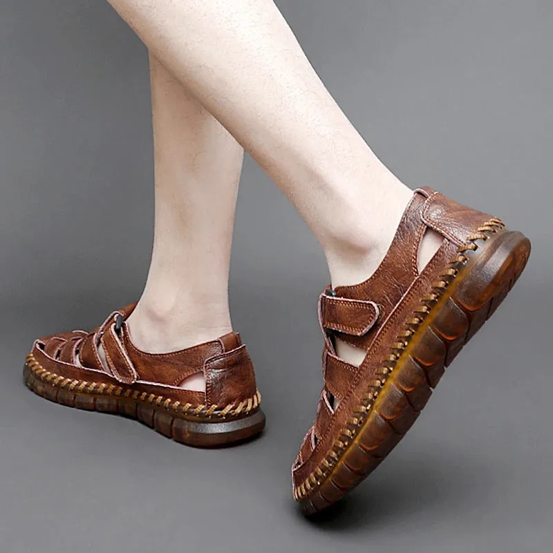 Bigmona Sandals Yeknu summer men sandals genuine leather men cowhide gladiator Roman men's beach sandals outdoor soft wading shoes men sandals