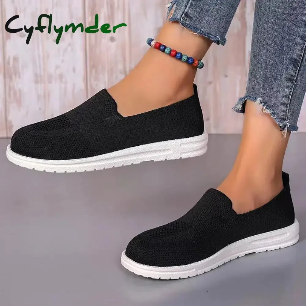Suede Loafers Outfit Cyflymder Women's Knitted Mesh Loafers Plus Size 43 Lightweight Soft Sole Casual Shoes Woman Autumn Non-Slip Breathable Flats Shoes