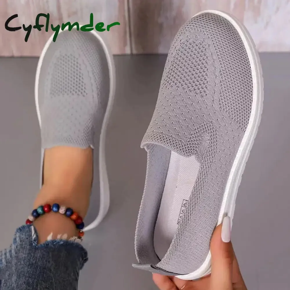 Cyflymder Women's Knitted Mesh Loafers Plus Size 43 Lightweight Soft Sole Casual Shoes Woman Autumn Non-Slip Breathable Flats Shoes All Saints Loafers