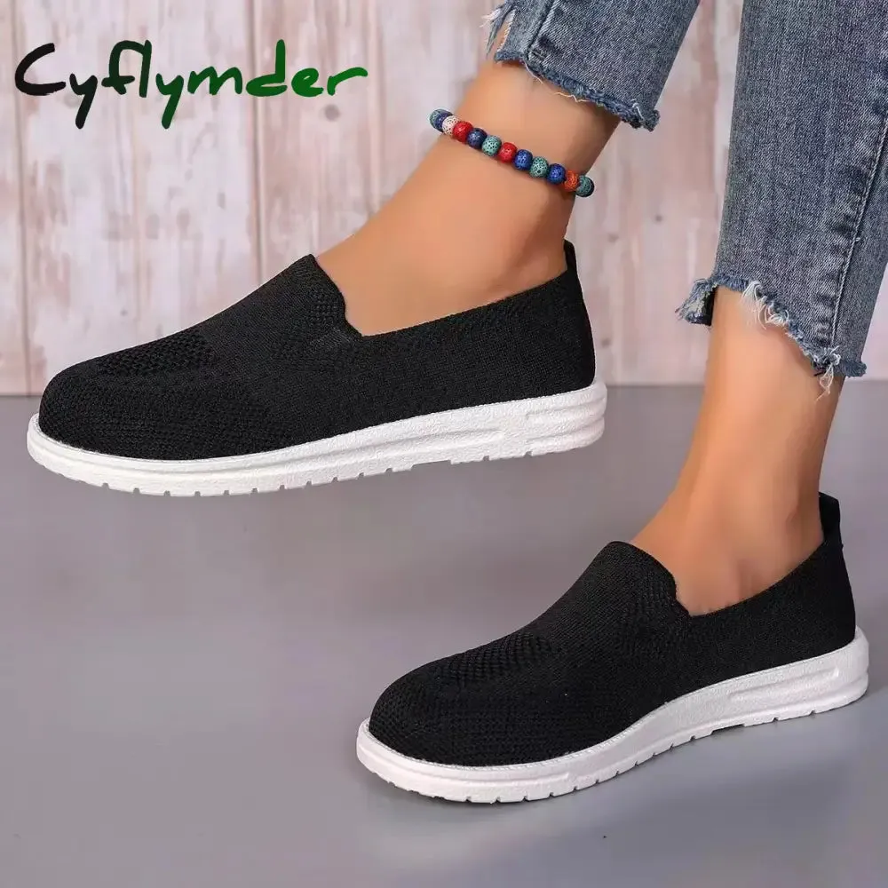 50s Penny Loafers Cyflymder Women's Knitted Mesh Loafers Plus Size 43 Lightweight Soft Sole Casual Shoes Woman Autumn Non-Slip Breathable Flats Shoes