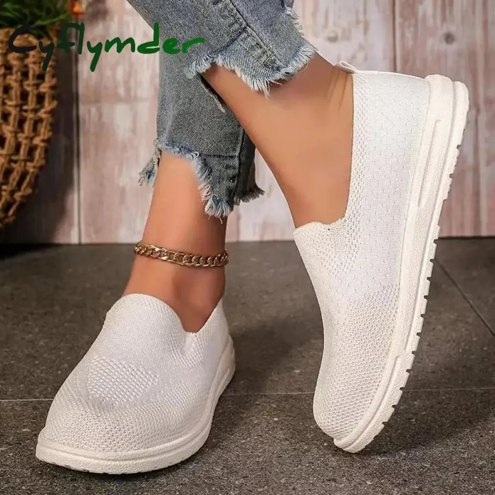 Pants With Loafers Cyflymder Women's Knitted Mesh Loafers Plus Size 43 Lightweight Soft Sole Casual Shoes Woman Autumn Non-Slip Breathable Flats Shoes