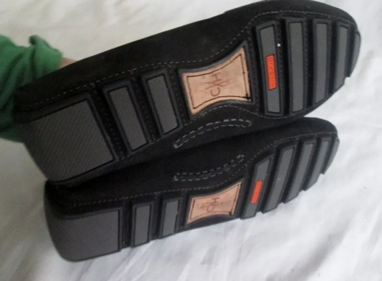 NEW Womens COLE HAAN MOC Suede Leather Slip on Shoe 7.5 BLACK Trek Loafer Loafers Jordaan