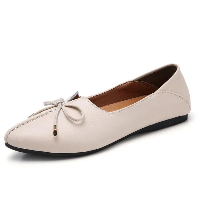 Ysoul Women Flats Shoes 2019 Spring Leather Shoes Ladies Slip-on Loafer Boat Zapatillas Mujer Flat buty damskie chaussures femme Pointy Toe Loafers