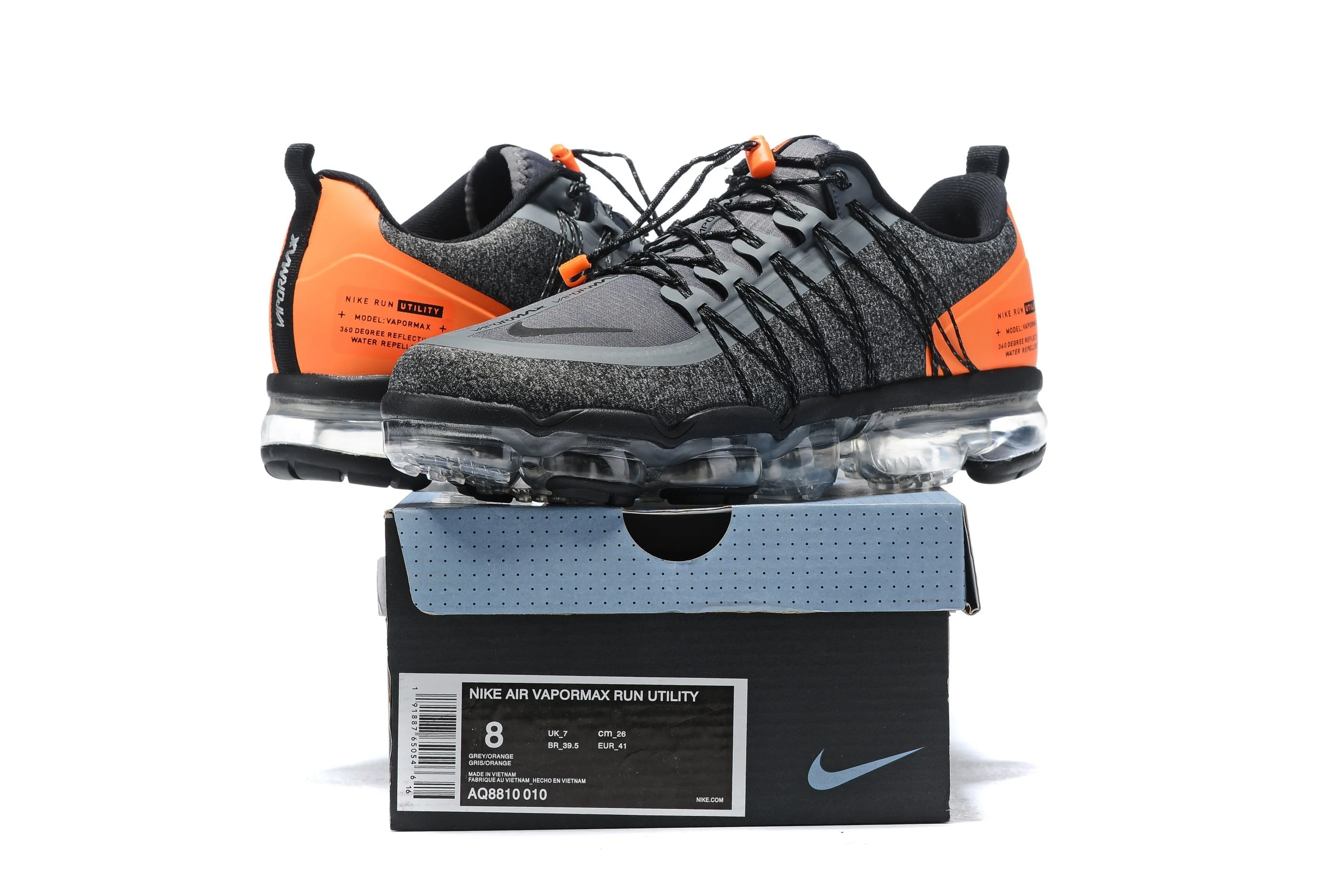 Melo Sneakers Nike Air Vapormax Run Utility Grey Orange Shoes Sneakers Men Sale Size US 7, 8, 8.5, 9, 10, 11