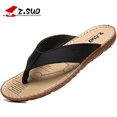 Torrid Slippers ZSUO Brand 2019 Summer Men Flip Flops Genuine Leather Slippers Shoes Outdoor Slippers Beach Shoes Men Sandals Big Size 38-47